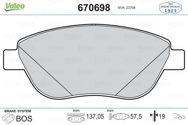 Fiat Doblo Grande Punto Stilo Linea Bravo Idea Ön Fren Balatası Fişsiz VALEO