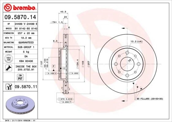 Fiat Doblo Albea Punto Brava Bravo Ön Fren Diski BREMBO