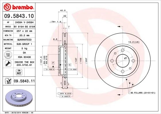Fiat Doblo Linea Fiorino 500 Bravo Mito Idea Ön Fren Aynası BREMBO