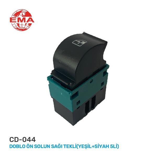 Fiat Cam Açma Anahtarı Doblo Ön Solun Sağı Tekli Yeşil-Siyah 5 Fişli EMA