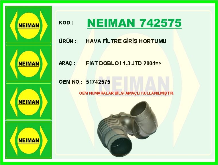Fiat Doblo 1 1.3 JTD Hava Filtre Giriş Hortumu BESCHER