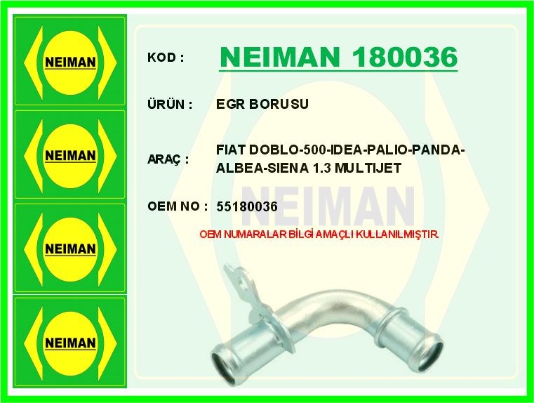 Fiat Doblo 500 Idea Palio Panda Albea Siena EGR Borusu 1.3 Multijet BESCHER