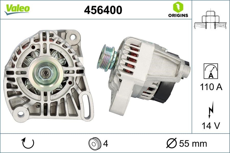 Fiat Doblo II 500 Panda II Punto IV Alfa Mito Alternatör VALEO