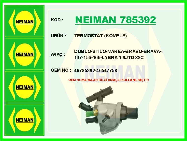 Fiat Doblo Termostat Komple 1.9JTD 88C BESCHER