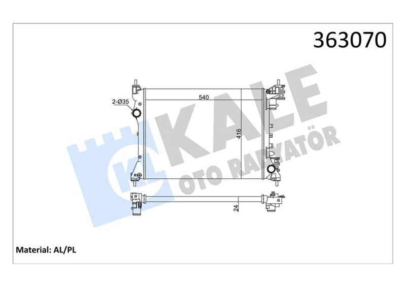 Fiat Doblo Opel Combo Alfa Romeo Mito Su Radyatörü KALE-RADYATOR