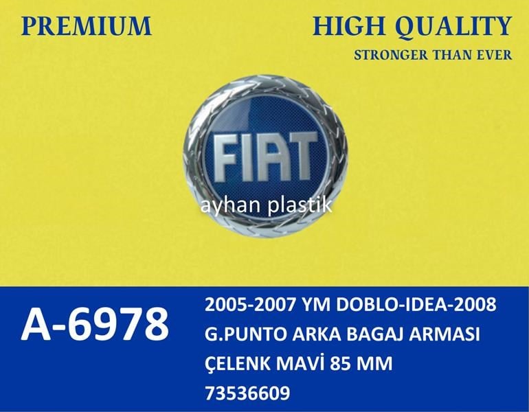 Fiat Doblo Idea Grande Punto Arka Bagaj Arması Çelenk Mavi 85 MM AYHAN