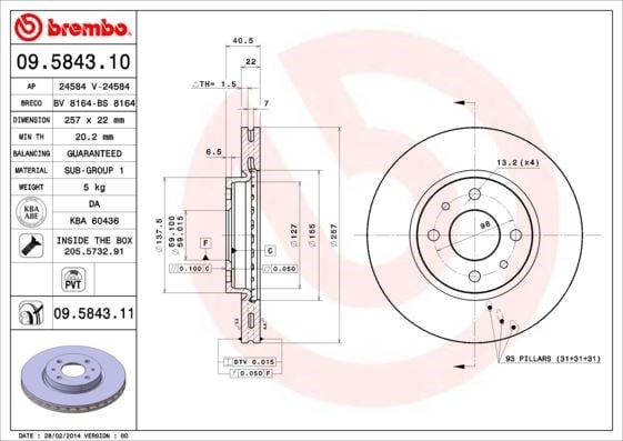 Fiat Doblo Linea Fiorino 500 Bravo Mito Idea Ön Fren Aynası BREMBO