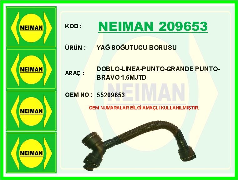 Fiat Doblo Linea Punto Grande Punto Bravo Yağ Soğutucu Borusu 1.6MJTD BESCHER