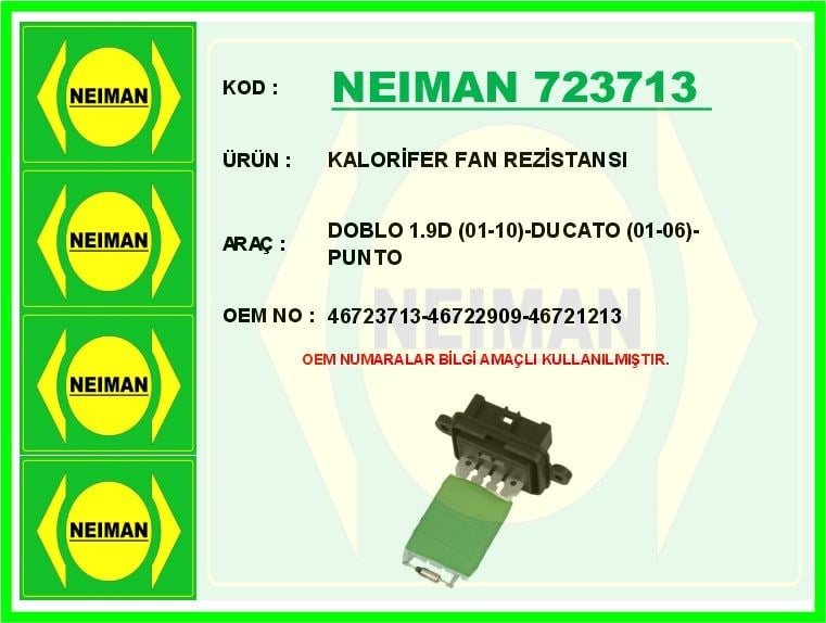 Fiat Doblo 1.9D Ducato Punto Kalorifer Fan Rezistansı BESCHER