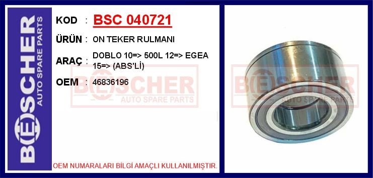 Fiat Doblo 500L Egea Ön Teker Rulmanı ABS'li [2010->] BESCHER