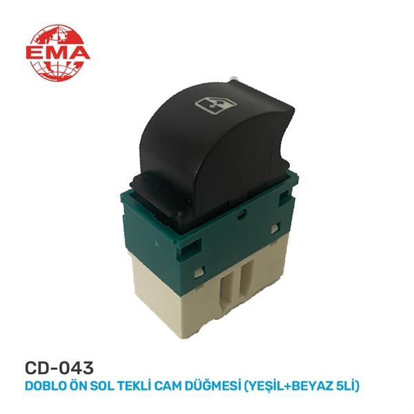 Fiat Cam Açma Anahtarı Doblo Ön Sol Tekli Yeşil-Beyaz 5 Fişli EMA