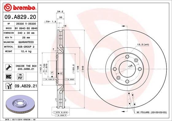 Citroen DS4 Ön Fren Diski Havalı BREMBO