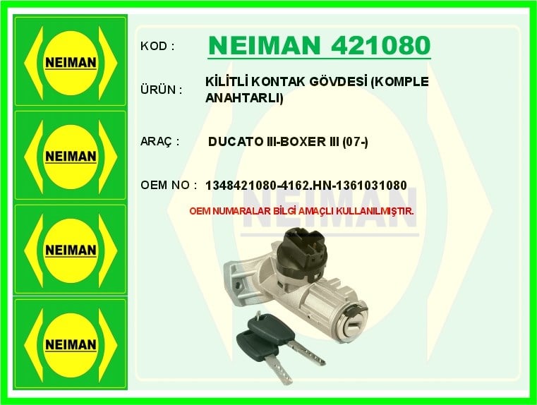 Fiat Ducato 3 Peugeot Boxer 3 Citroen Jumper 3 Kilitli Kontak Gövdesi Komple... BESCHER