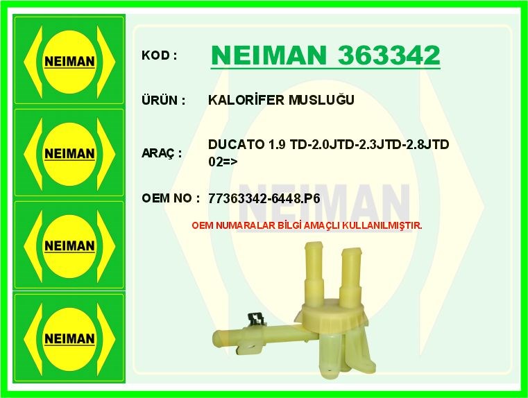 Fiat Ducato Kalorifer Musluğu 1.9 TD BESCHER