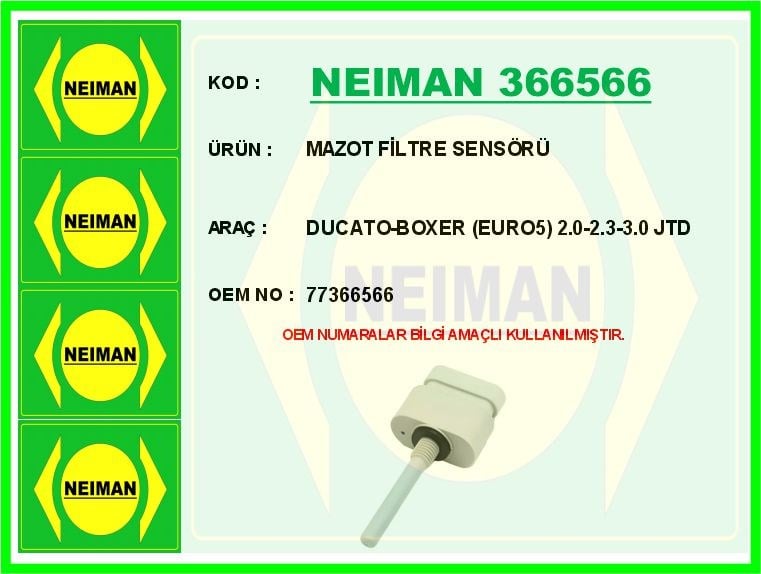 Fiat Ducato Mazot Filtre Sensörü Euro5 2.0 JTD BESCHER