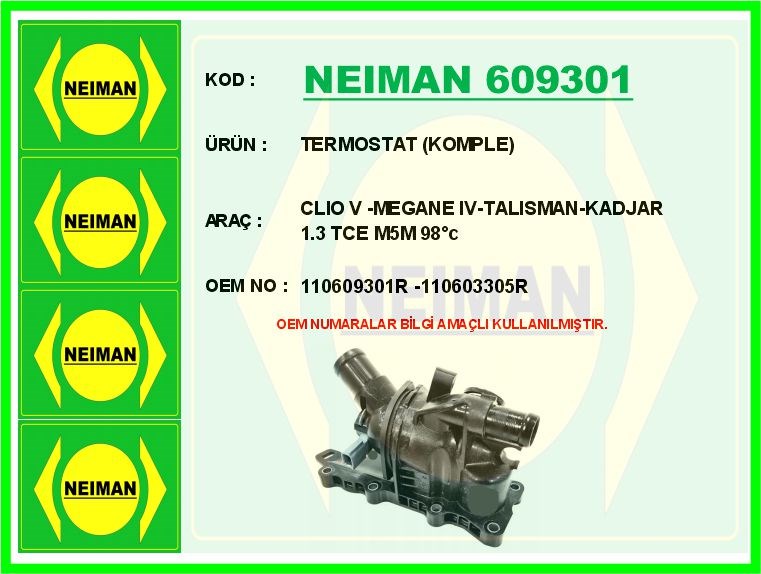 Dacia Duster 2 Renault Megane 4 Kadjar Talisman 1.3 TCe H5H Termostat 89 C... BESCHER