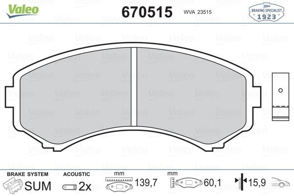 Mazda E2200 MPV Ön Fren Balatası VALEO