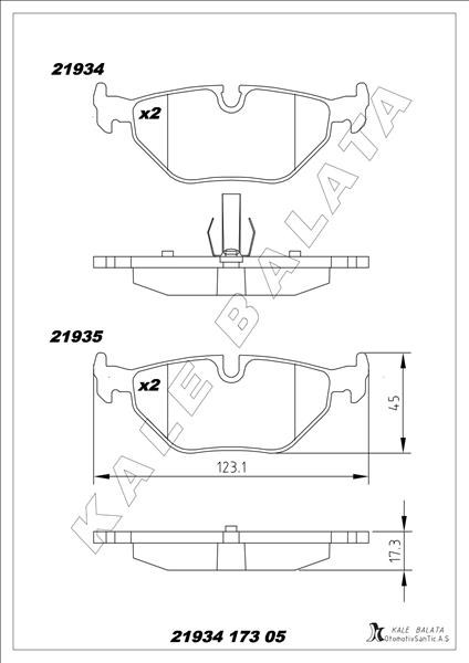BMW E30 E36 E46 E85 E86 Arka Fren Balatası KALE-BALATA