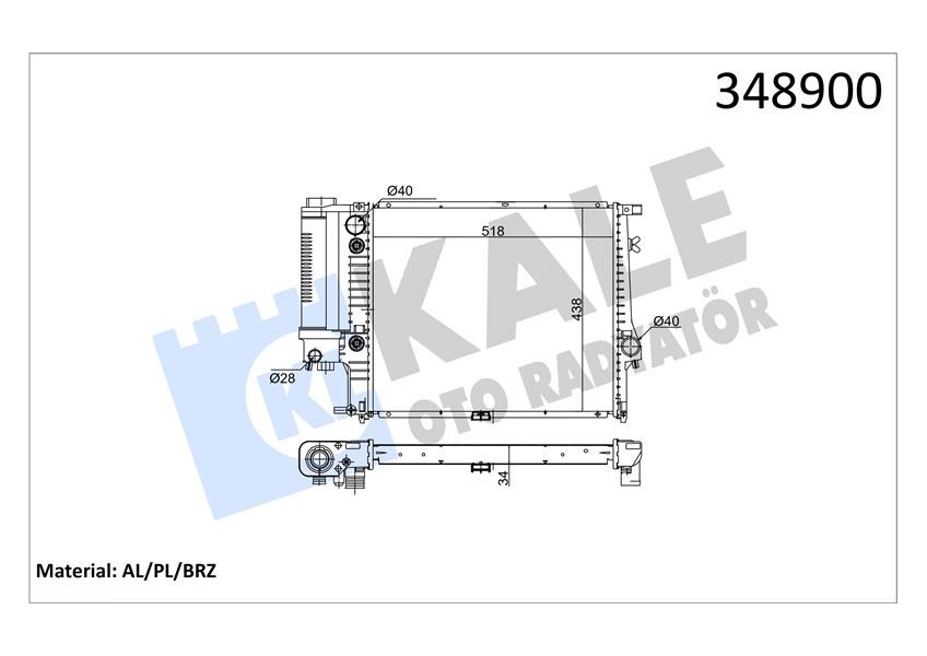 BMW M20 M50 E34 Klimalı Otomatik Şanzıman Motor Su Radyatörü KALE-RADYATOR