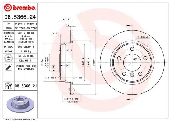 BMW E36 E46 Arka Düz Kaplamalı Fren Diski BREMBO