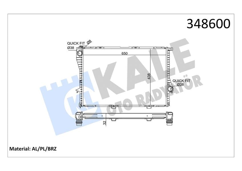 BMW M52 M54 E39 E38 Motor Su Radyatörü KALE-RADYATOR
