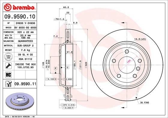 BMW E46 3.30 Arka Fren Diski Havalı BREMBO