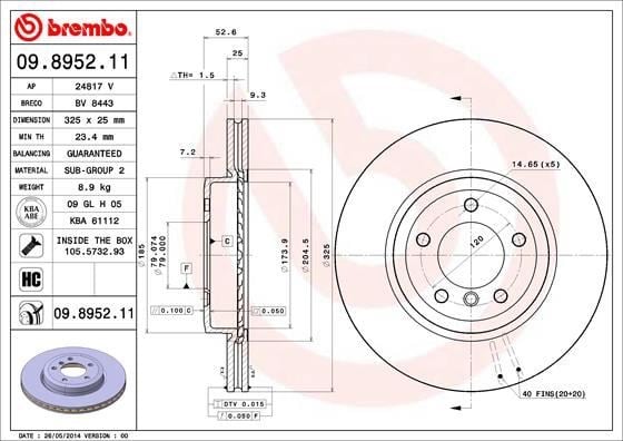 BMW E46 E85 E86 Ön Fren Diski BREMBO