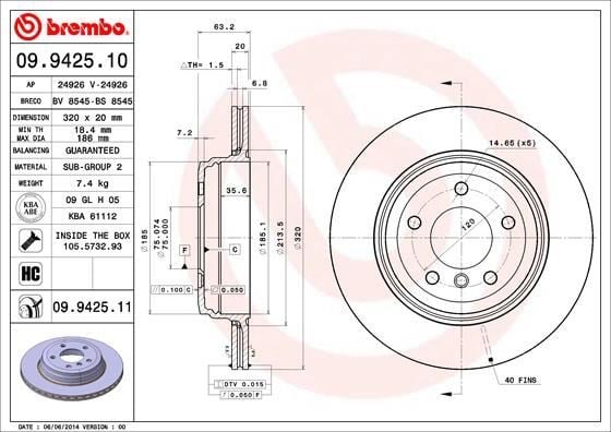 BMW E60 E61 E63 E64 Arka Fren Diski BREMBO