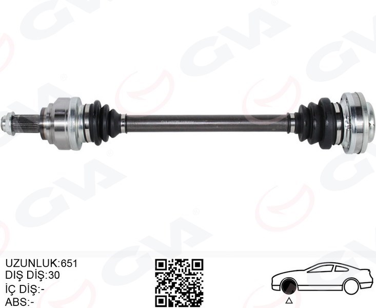 BMW E60 E63 E64 E65 E66 E87 E90 E92 E93 E81 E82 Komple Aks Sağ/Sol 651mm Diş 30 GVA
