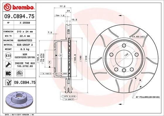 BMW E60 Ön Fren Diski Çizgili BREMBO