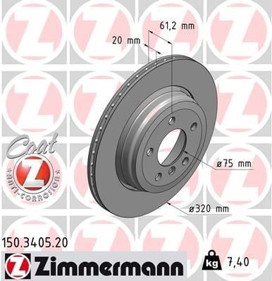 BMW E60 E61 E63 E64 Arka Fren Diski ZIMMERMANN