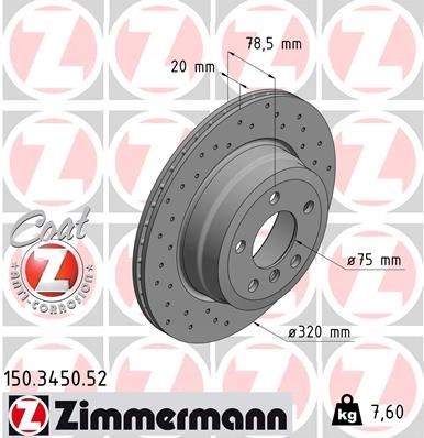 BMW E70 F15 E71 F16 Arka Fren Diski Delikli ZIMMERMANN