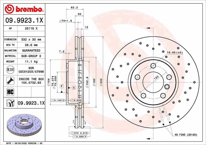 BMW E70 Ön Fren Diski Delikli BREMBO