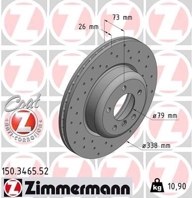 BMW E81 E87 E88 E90 Ön Fren Diski Delikli ZIMMERMANN