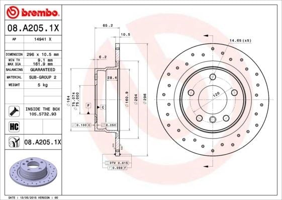 BMW E81 E87 E90 Arka Fren Diski Delikli BREMBO