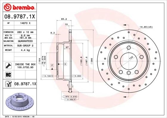 BMW E81 E87 Arka Delikli Fren Diski [116I 118D 118I] BREMBO