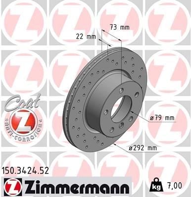 BMW E81 E82 E87 E88 E90 Ön Delikli Fren Diski ZIMMERMANN