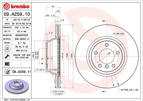 BMW E82 E87 E88 E90 E92 E93 E84 Ön Fren Diski BREMBO