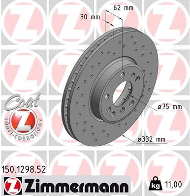 BMW E83 E53 Ön Fren Diski Delikli ZIMMERMANN