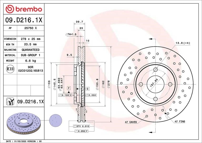 Ford Ecosport Ön Fren Aynası BREMBO