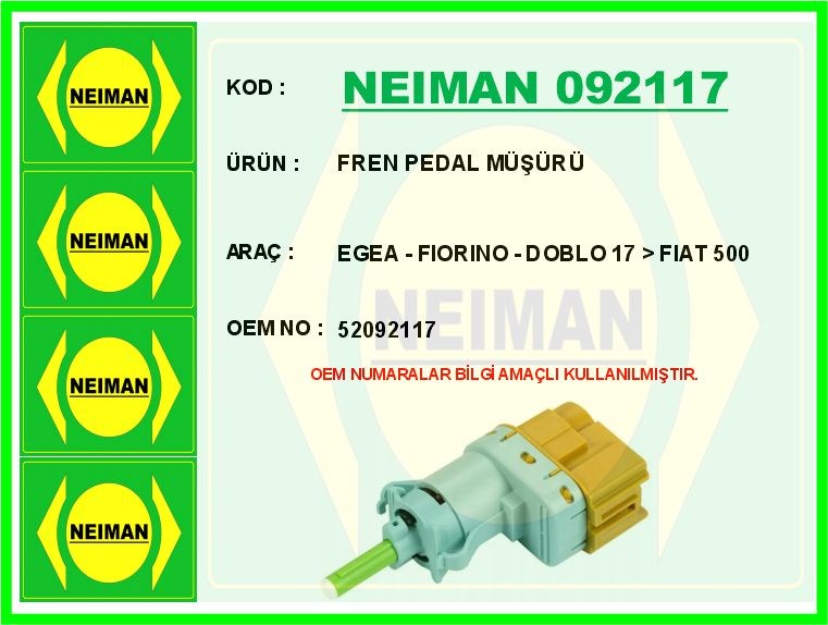 Fiat Egea Fiorino Doblo Fiat 500 Fren Pedal Müşürü BESCHER