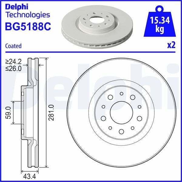Fiat Egea Ön Fren Diski Havalı DELPHI