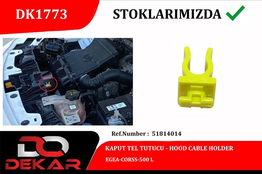Fiat Egea Motor Kaput Çubuk Klipsi DEKAR