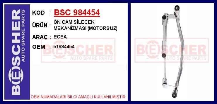Fiat Egea Ön Cam Silecek Mekanizması Motorsuz BESCHER