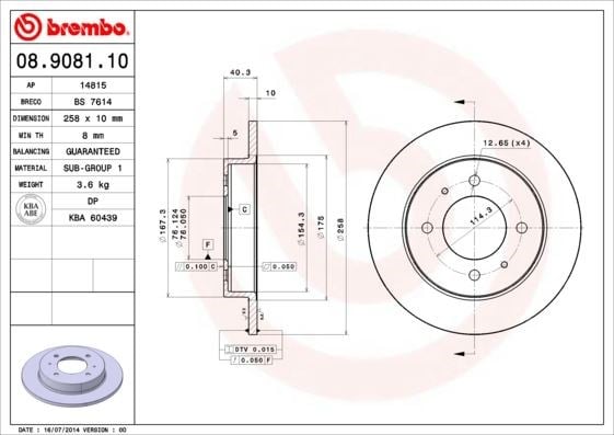 Hyundai Elantra Arka Fren Diski Dolu Tip BREMBO