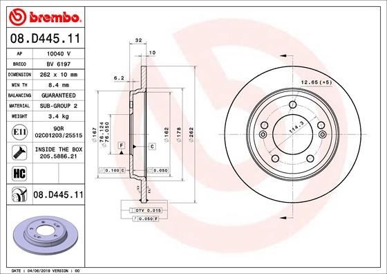 Hyundai Elantra Arka Fren Diski Dolu Tip Kaplamalı BREMBO