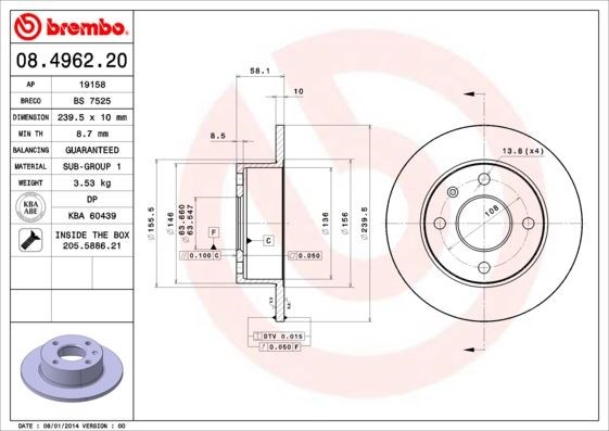 Ford Escort III 1980-1986 Escort IV 1985-1990 Escort 81 1981-1986 Escort 86... BREMBO