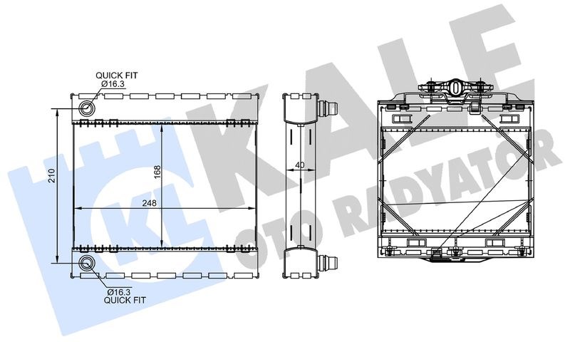 BMW N20 N55 N57 F07 F10 F11 F18 F06 F12 F13 F01 F02 Sağ İlave Su Radyatörü KALE-RADYATOR