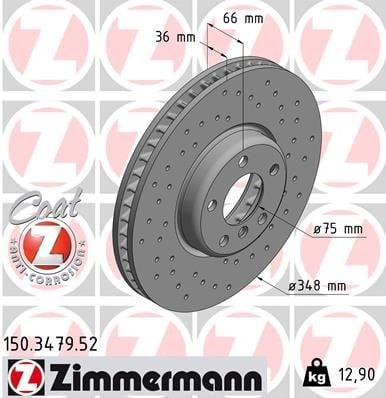 BMW F07 F10 F11 F06 F12 F13 F01 F02 Ön Sağ Fren Diski Delikli ZIMMERMANN