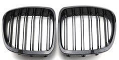 BMW F10 F11 F18 Ön Panjur Böbrek Set Karbon Çerçeve Piyano Siyah Çift Çıta GKL
